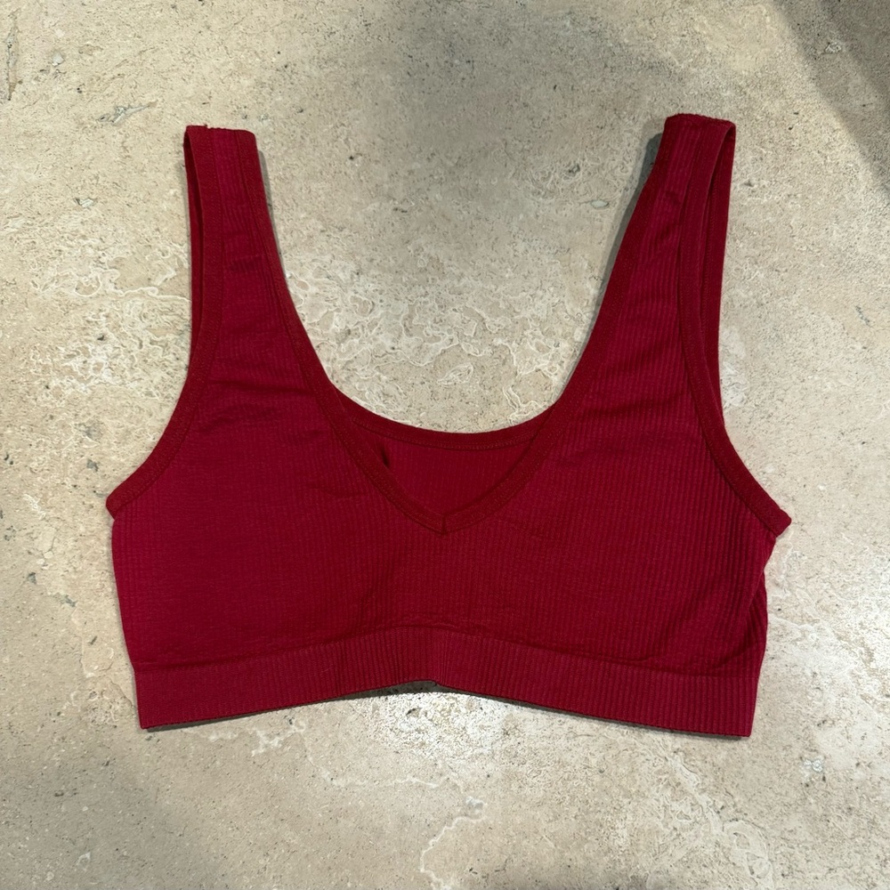 Target Women's Deep Red Ribbed Crop Top